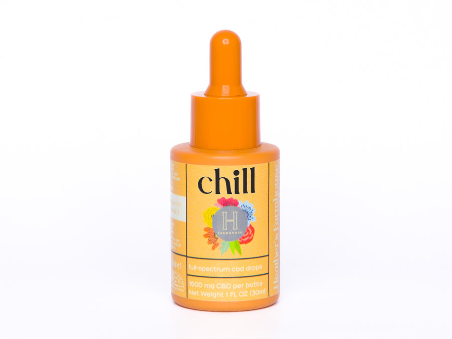Chill - CBD Tincture Oil Drops - Full Spectrum, L-theanine + 5 htp Heather's Farmhouse Chill - CBD Tincture Oil Drops - Full Spectrum, L-theanine + 5 htp Heather's Farmhouse